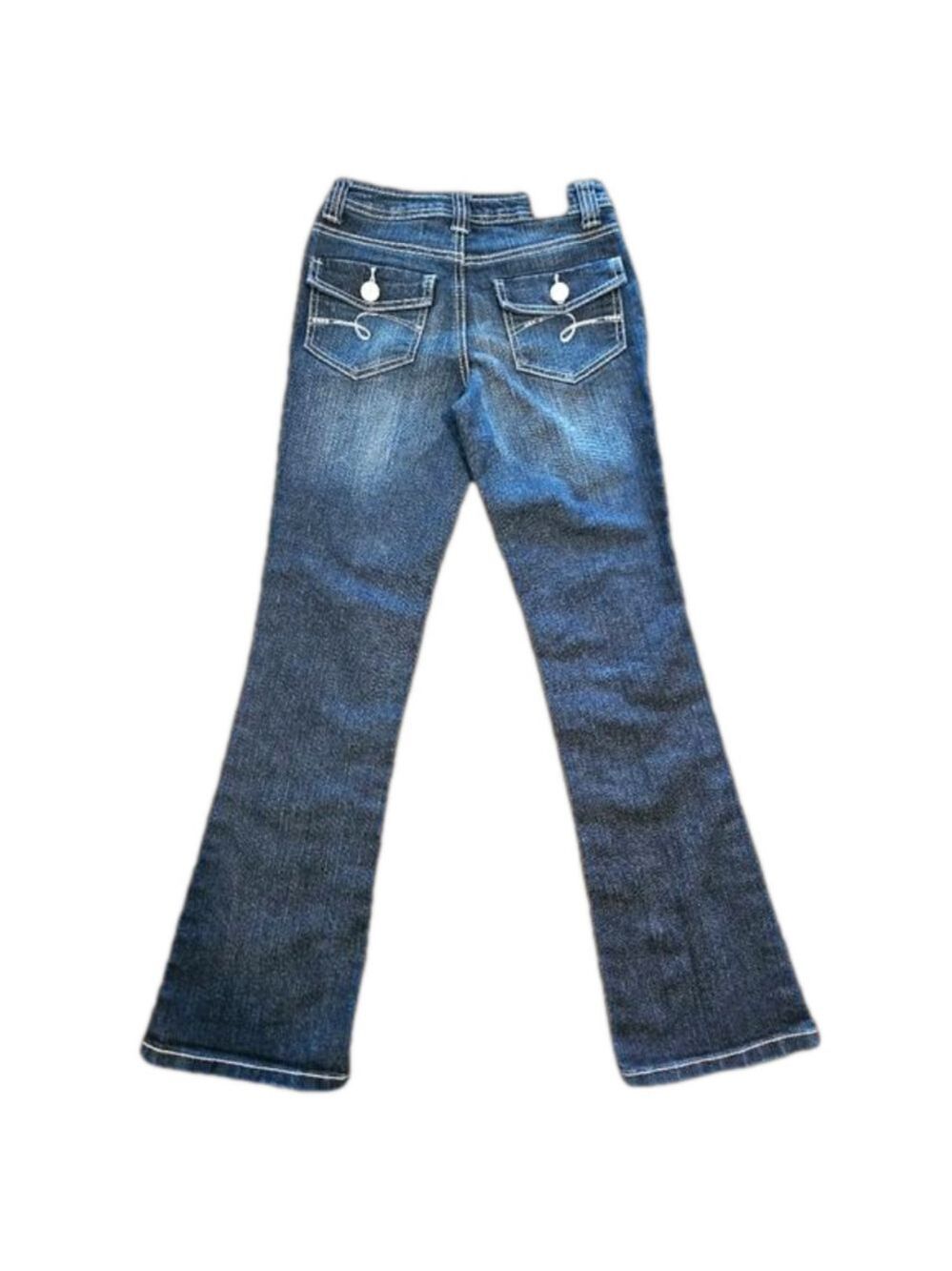 JUSTICE GIRL'S BOOTCUT MID-RISE OUTWARD STITCHING DETAIL SUPERCUTE JEANS SIZE 12